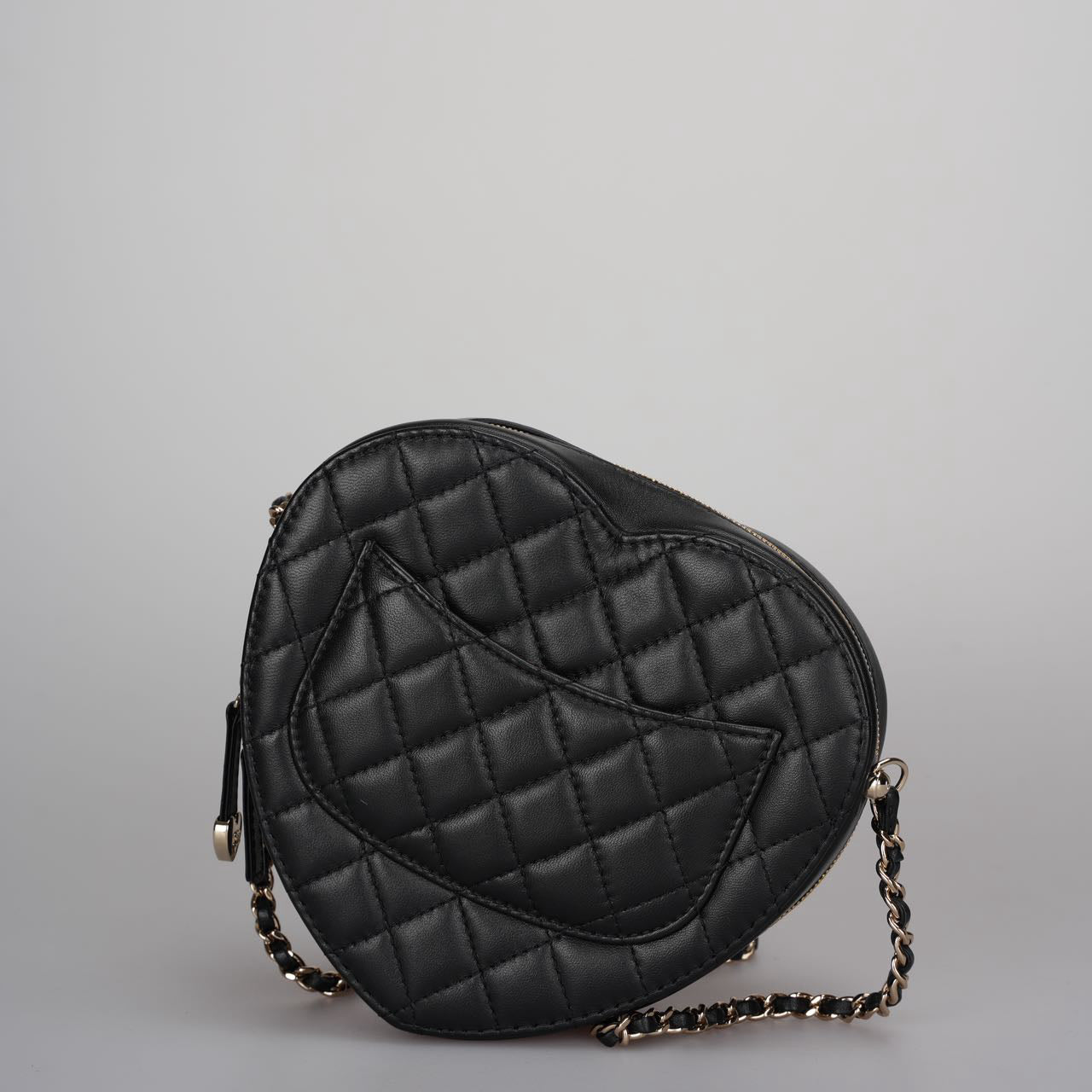 Chanel Large Heart Bag in Black Lambskin Gold Hardware