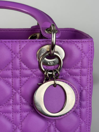 Dior Lady Dior Bag Bag Medium  purple Lambskin Leather with Silver Hardware