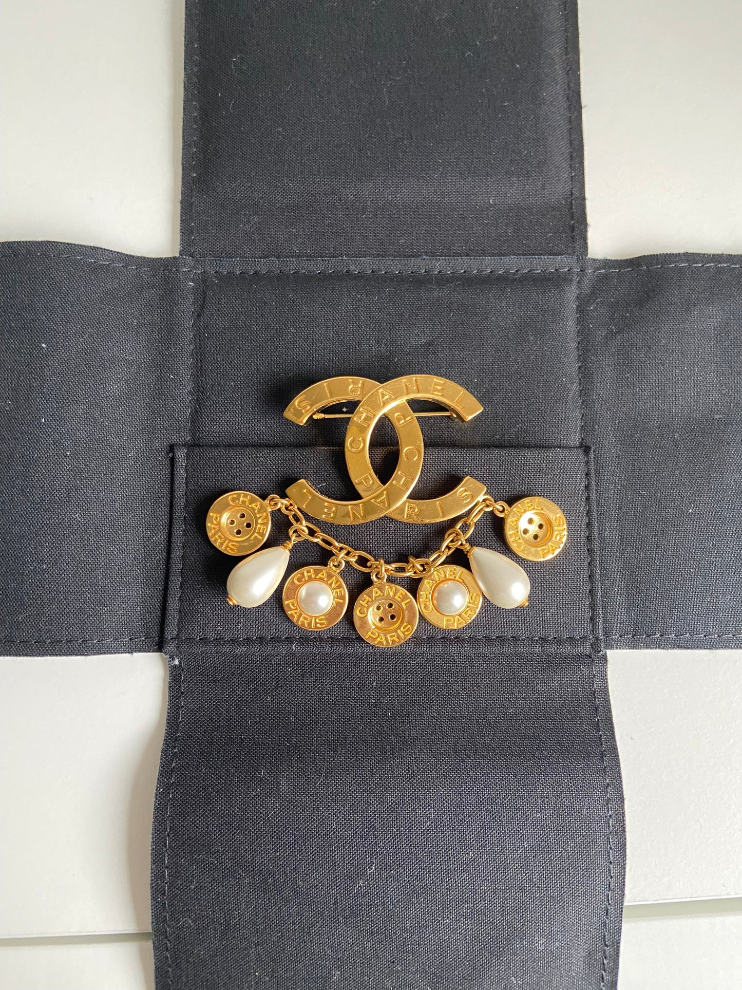 CHANEL CC AND BUTTON BROOCH