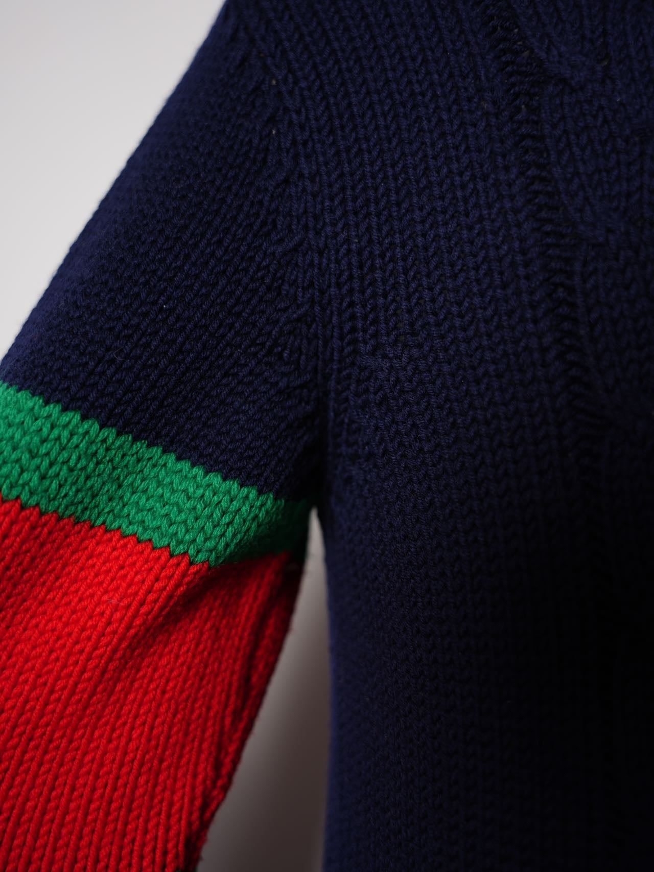 Gucci Blue/Red Oversize Cable Knit Cardigan