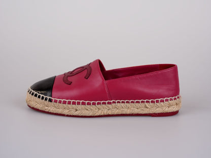 Chanel Lambskin CC Espadrilles Fuchsia Black Size 38