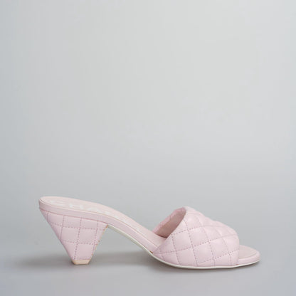 Chanel Light Pink Lambskin CC Logo Cone Sandal 37.5C