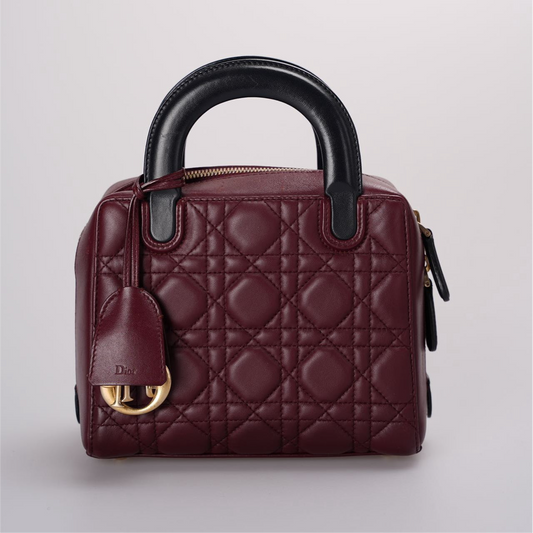 Christian Dior Lambskin Burgundy Cannage Lily Tote Bag