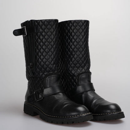 Chanel Quilted Motorcycle Boots Black