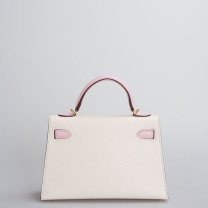 Hermes Mini Kelly  20cm HSS In Chèvre  mysore Nata with Rose Sakura