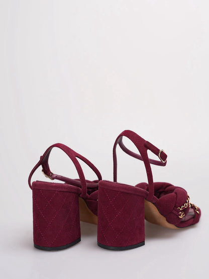 Chanel Suede Chain Braided Sandals 38C in Burgundy