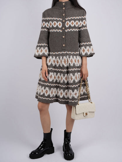 Chanel Fair Isle sweater dress Grey FR38