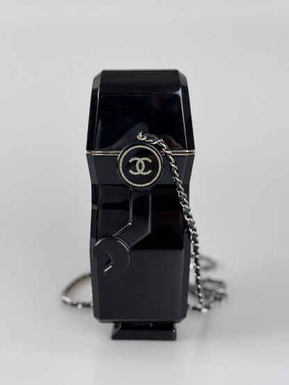 Chanel Plexiglass Crystal Robot Minaudiere Clutch Black