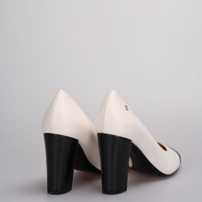 Chanel Classic Leather Two-Tone Pumps in Beige Black 38C