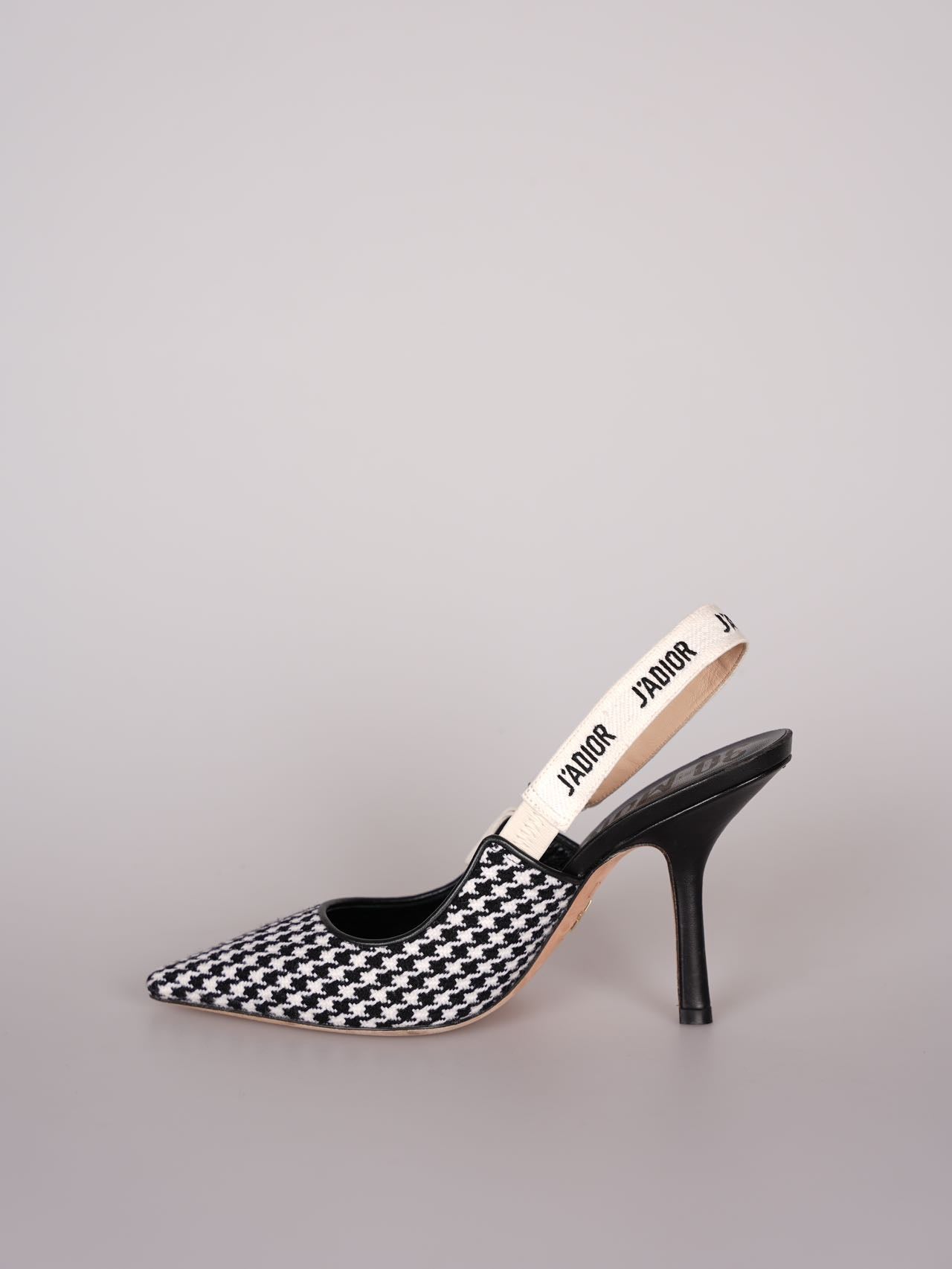 Dior J'Adior  sandals in black and white houndstooth canvas size 38