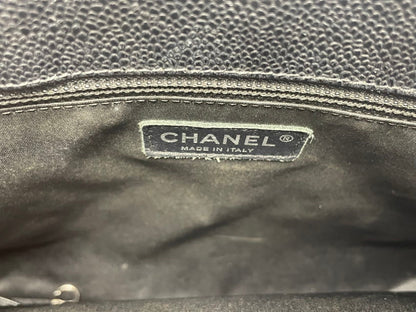 Chanel Black Quilted Caviar Leather GST Bag with Silver Hardware