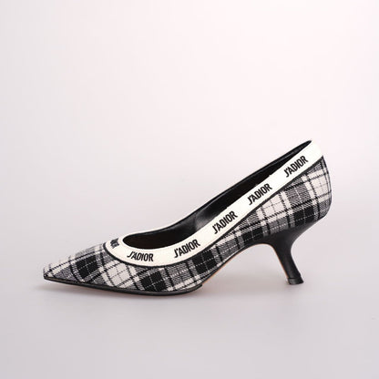 Dior Canvas Ribbon Tartan Print Embroidered J'Adior Pumps