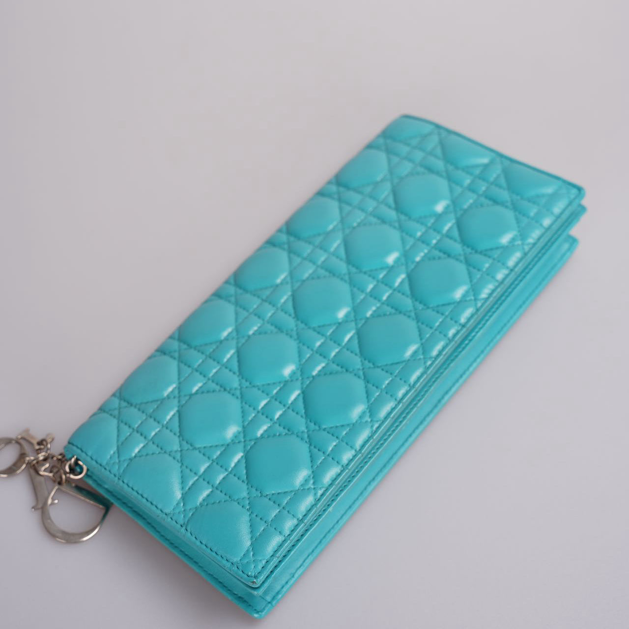 Dior Aqua Green Cannage Leather Lady Dior Chain Clutch bag