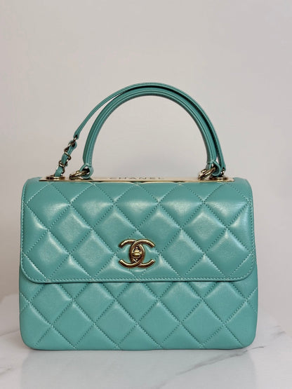 CHANEL Small Trendy CC Bag in Tiffany Blue with Gold Hardware