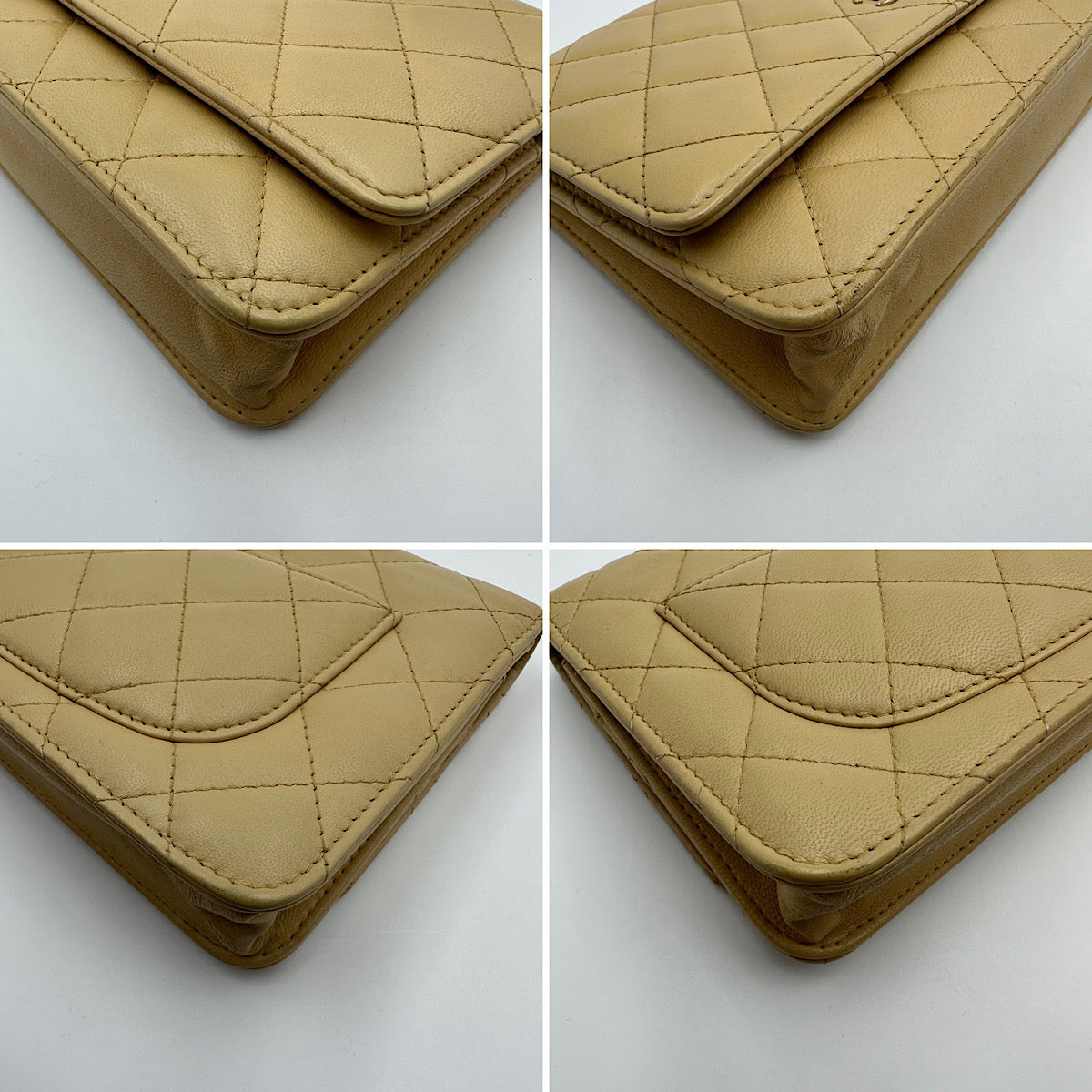 Wallet on chain classique agneau beige