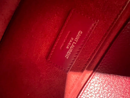 Saint Laurent Grained Calfskin Medium Monogram Sunset  bag in Red