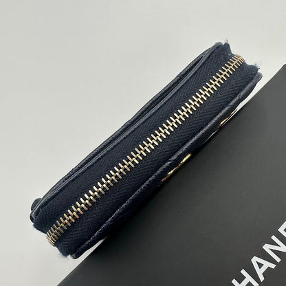 Porte-monnaie zippé classique caviar navy