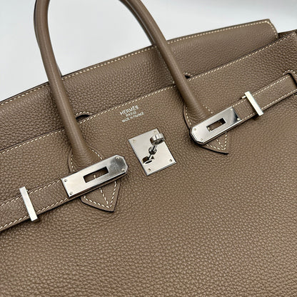 Birkin 35 togo étoupe & palladium