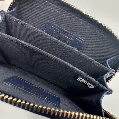 Porte-monnaie zippé classique caviar navy