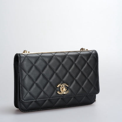 Chanel Trendy CC Wallet On Chain WOC Black Lambskin Gold Hardware