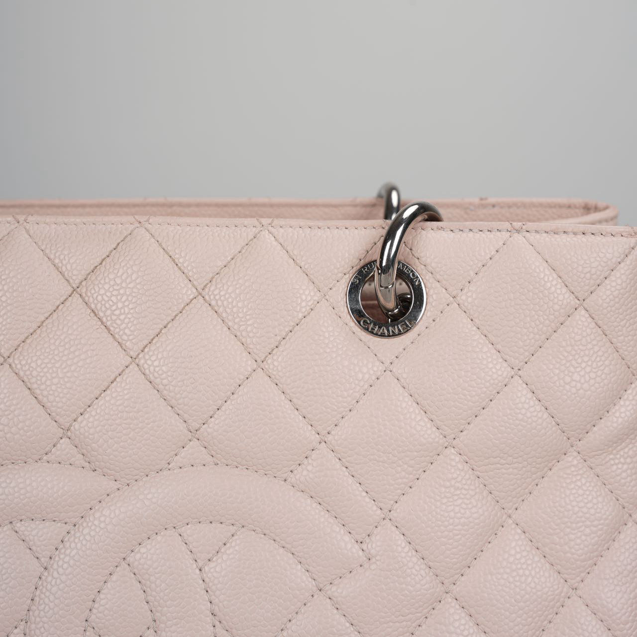 Chanel Grand Shopping Tote Light Pink GST Bag in Caviar Leather with Silver Hardware