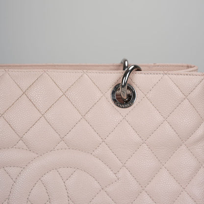 Chanel Grand Shopping Tote Light Pink GST Bag in Caviar Leather with Silver Hardware