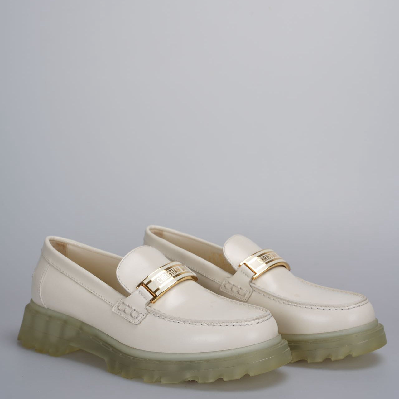 Christian Dior leather white loafers 36.5