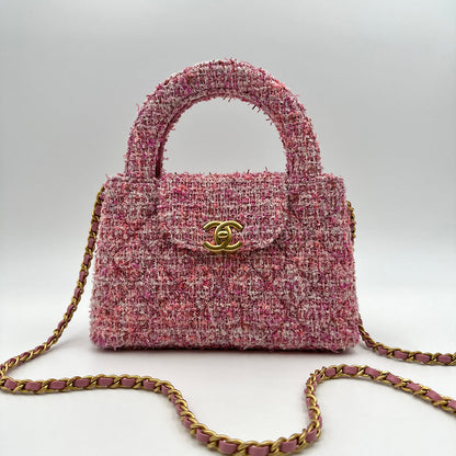 Mini cabas tweed rose