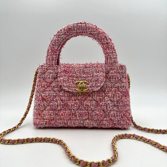 Mini cabas tweed rose