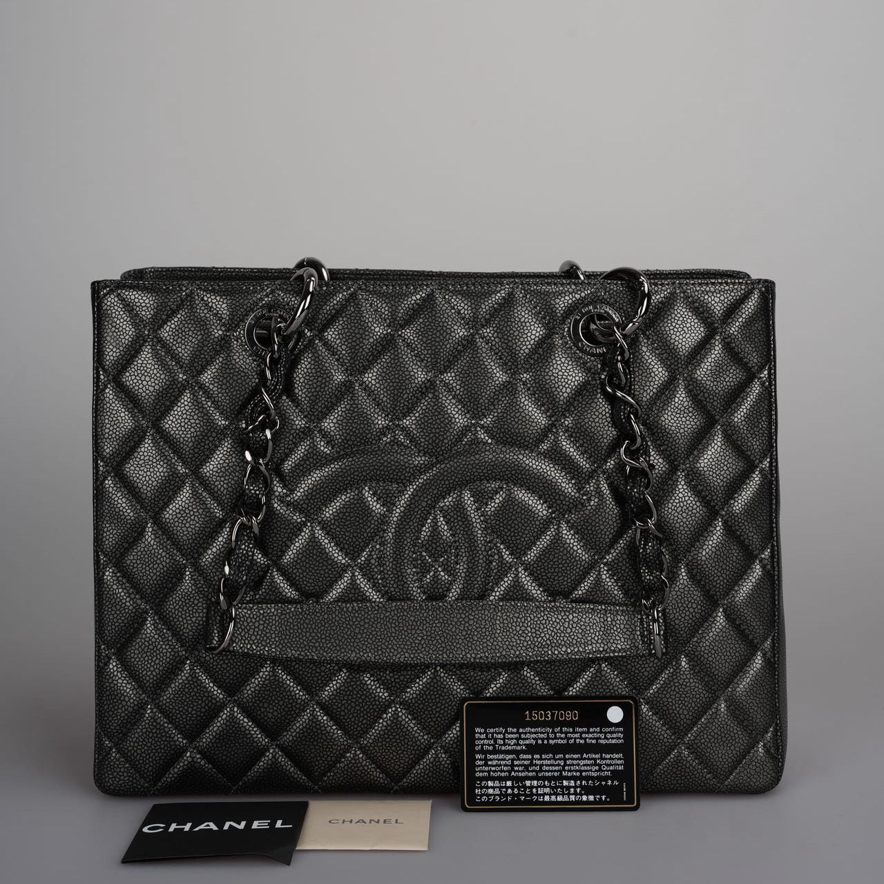 Chanel Grand Shopping Tote Black GST Bag in Caviar Leather with Black Hardware