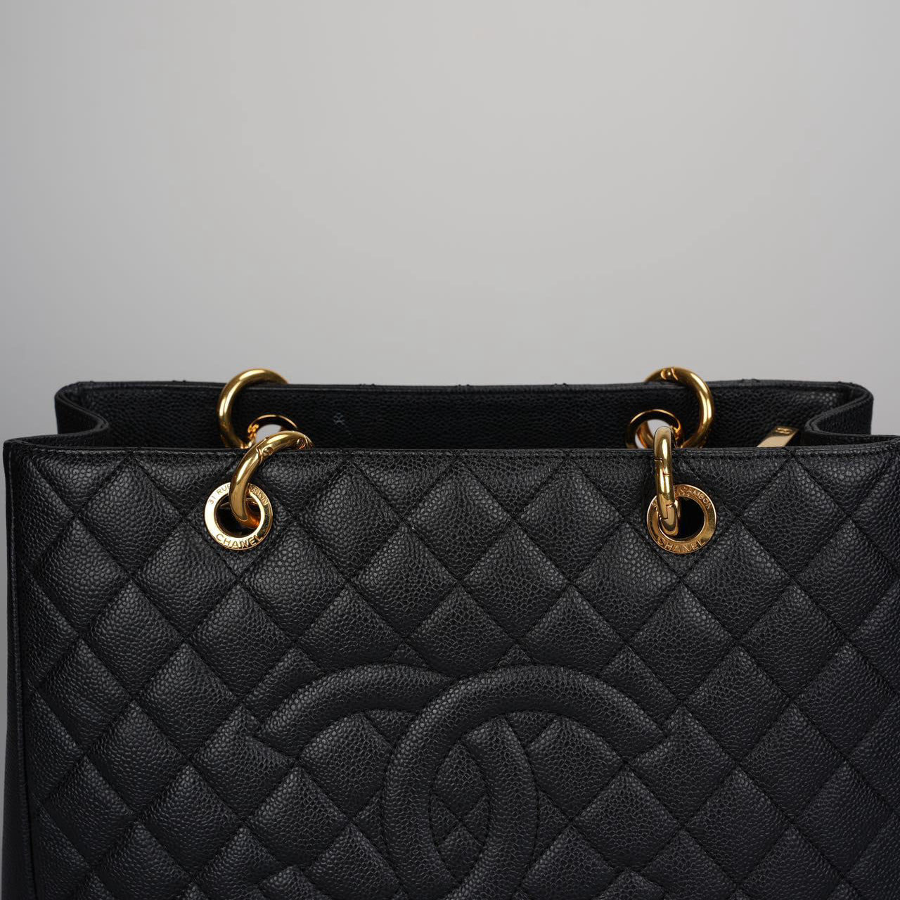 Chanel Grand Shopping Tote Black GST Bag in Caviar Leather with Gold Hardware