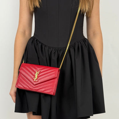 Saint Laurent Cassandre envelope Red Bag