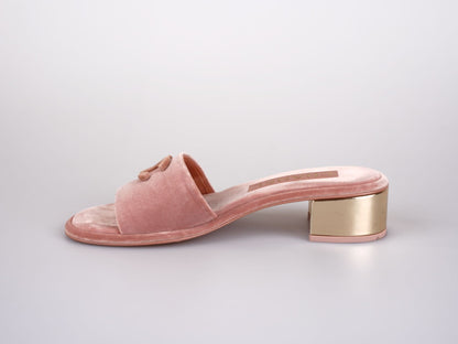 Chanel Gold Heels Pink Mules Size 38C