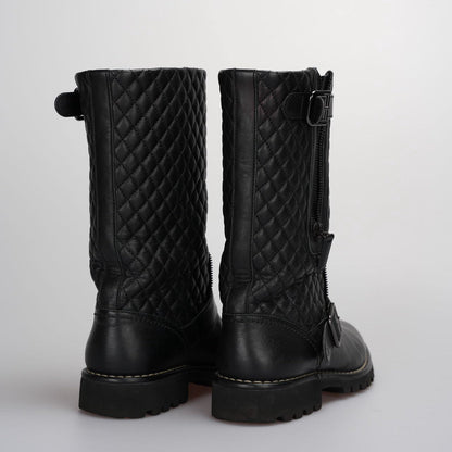 Chanel Quilted Motorcycle Boots Black