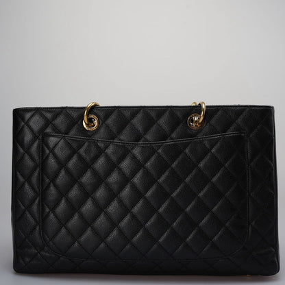 Chanel Large Grand Shopping Tote black gst Bag in Cavier Leather with Gold Hardware