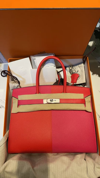 Hermes Epsom Casaque Birkin Sellier 30 Rouge Coeur Rose Extreme Bleu Zanziba with palladium Hardware