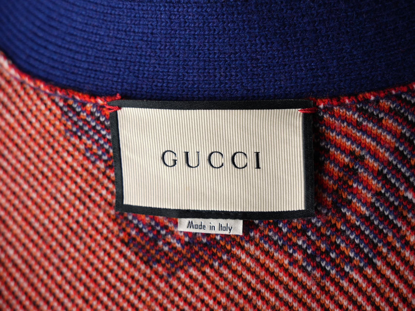 Gucci Tiger Jacquard Wool Cardigan Dark Blue