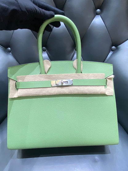 Hermes Birkin 30 Seiller Vert Avocado Green Epsom Leather with Palladium Hardware