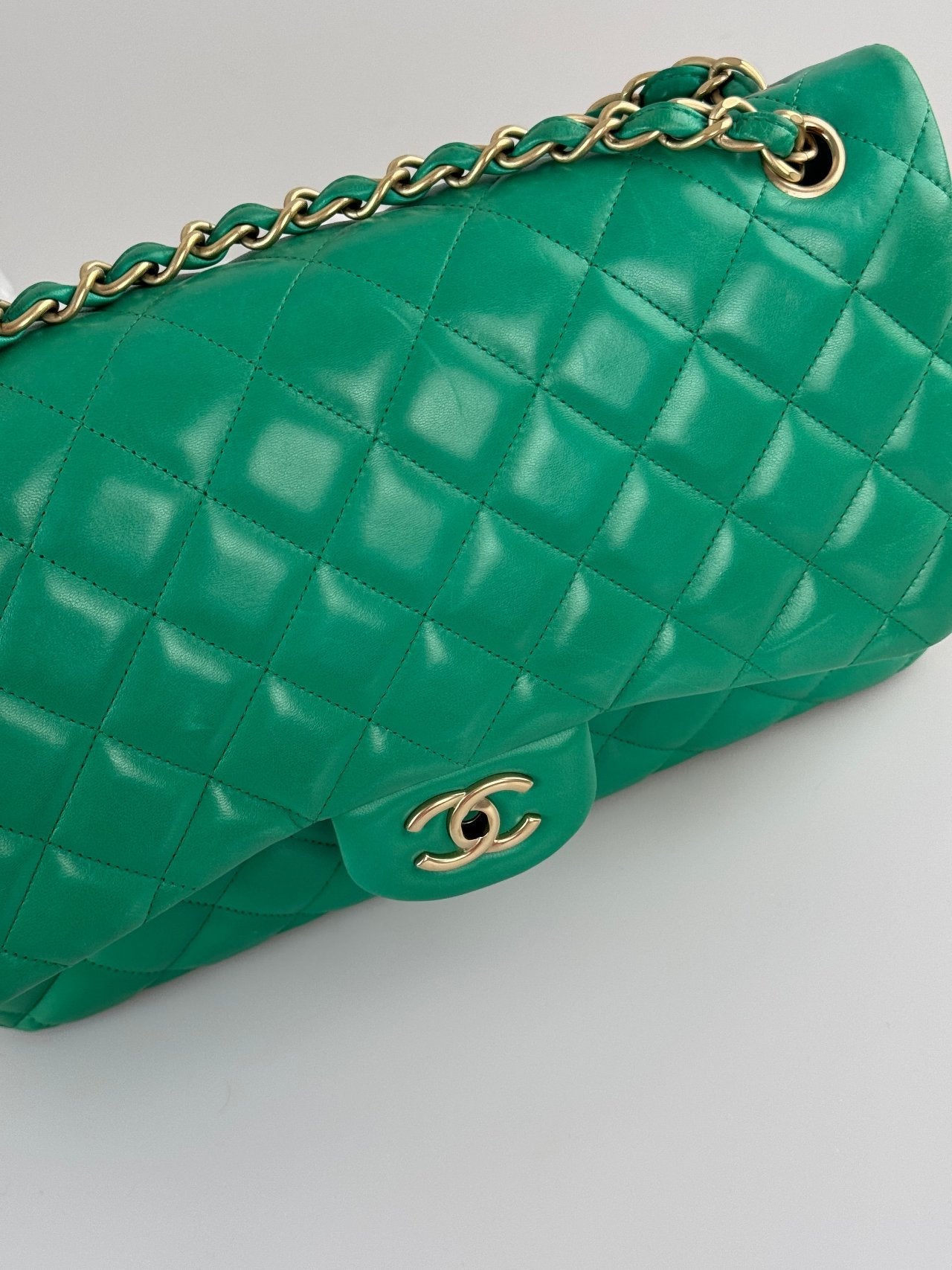 Chanel timeless Flap Bag Jumbo Green with Gold Hardware