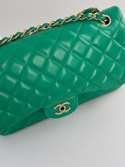 Chanel timeless Flap Bag Jumbo Green with Gold Hardware