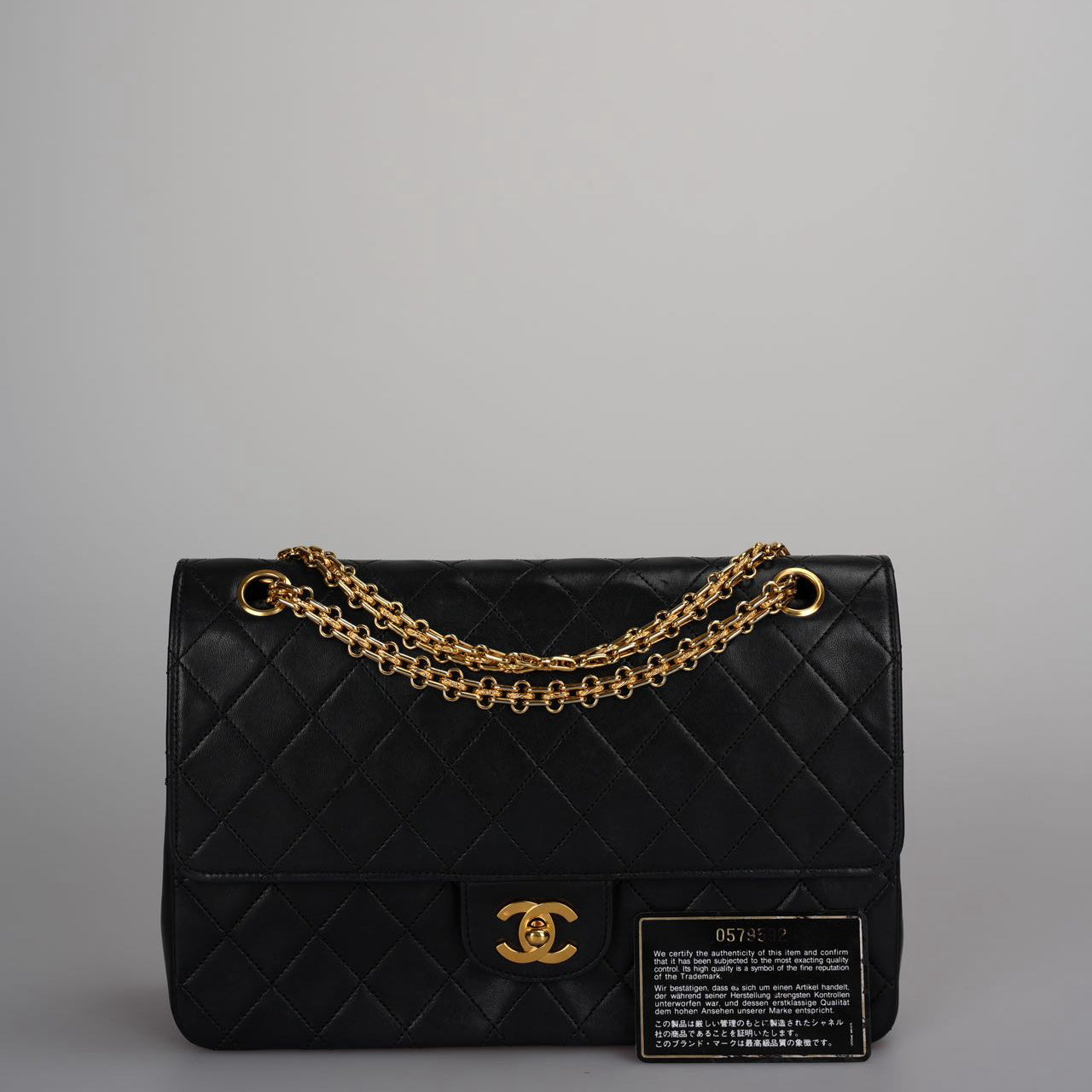 Chanel Vintage Black Lambskin Timeless Flap Bag Gold Hardware