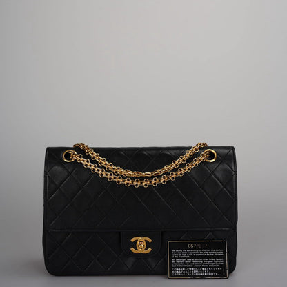 Chanel Vintage Black Lambskin Timeless Flap Bag Gold Hardware