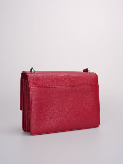 Saint Laurent Grained Calfskin Medium Monogram Sunset  bag in Red