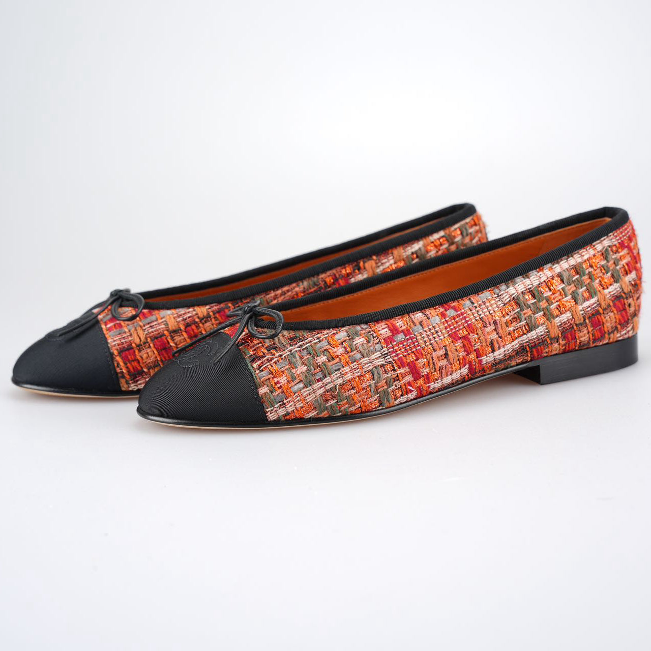 Chanel Ballet Flats Multicolor Fabric and Leather CC 38