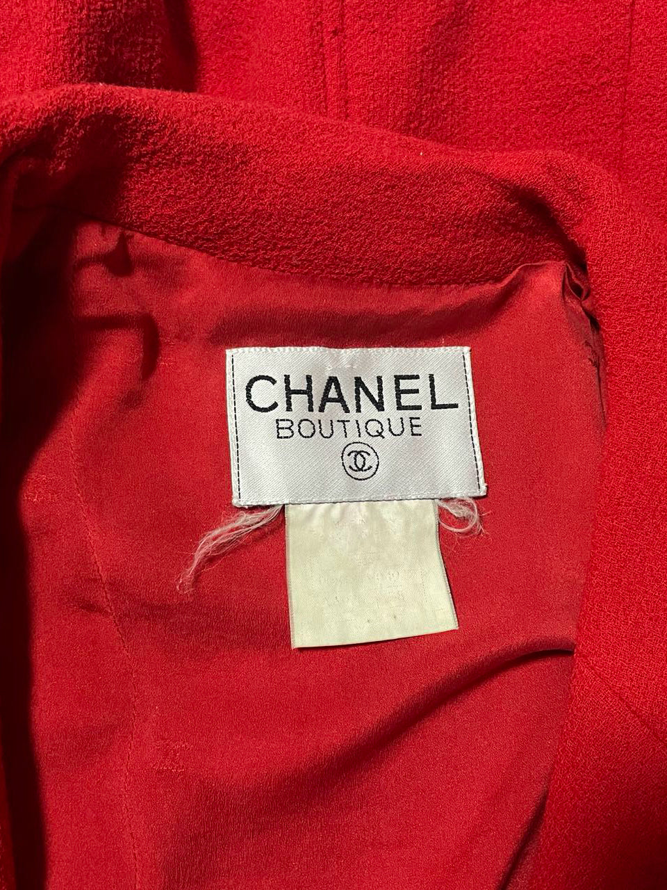 Chanel Vintage Red Jacket  Dress with Gold CC Logo Button Details FR 38