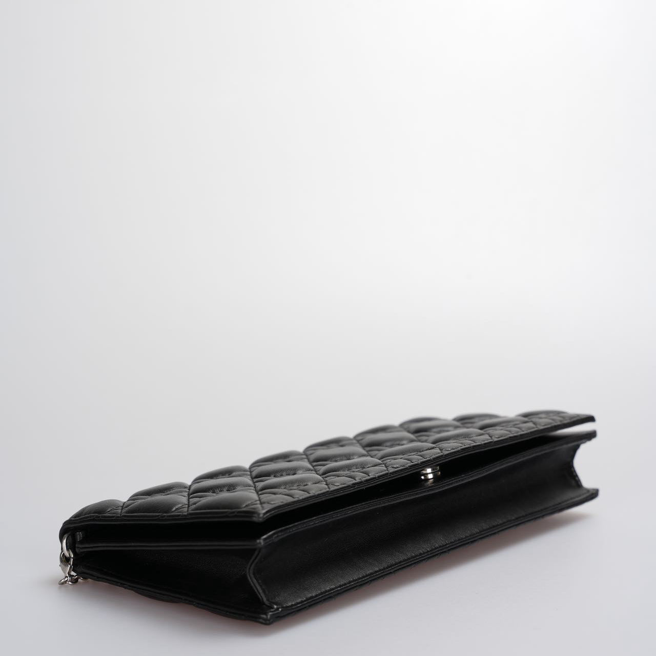 Christian Dior Lambskin Cannage Lady Dior Clutch in Black