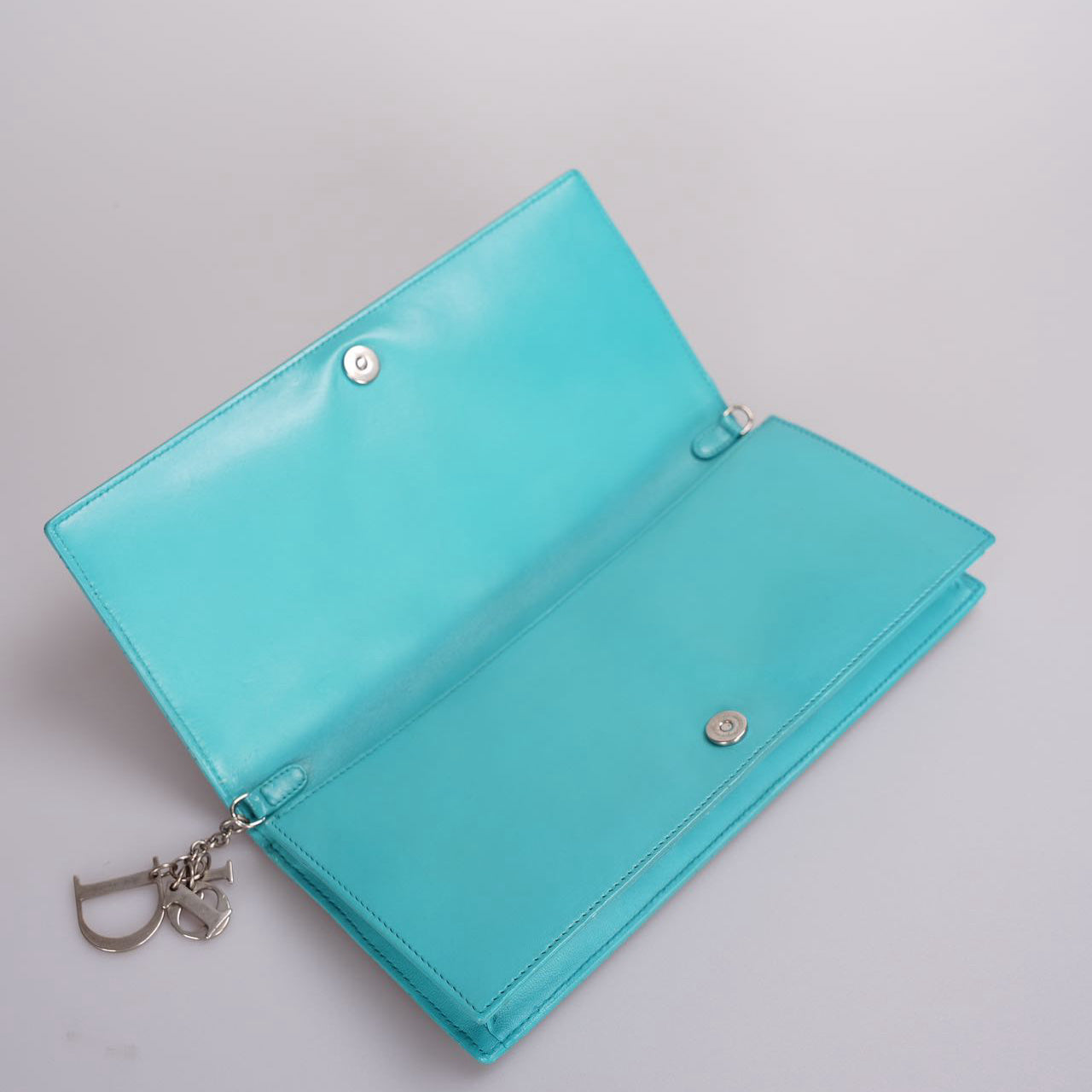 Dior Aqua Green Cannage Leather Lady Dior Chain Clutch bag