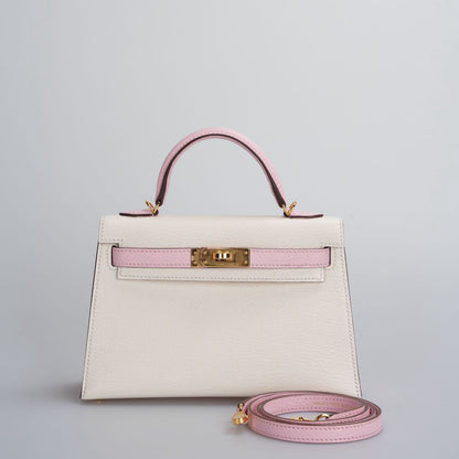 Hermes Mini Kelly  20cm HSS In Chèvre  mysore Nata with Rose Sakura