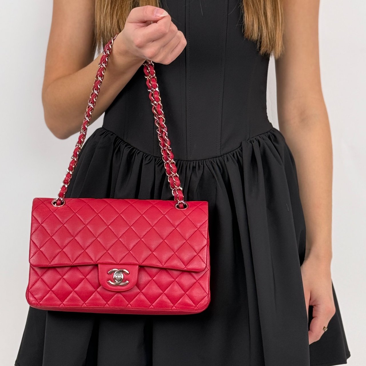 Chanel timeless red Medium Lambskin Flap Bag