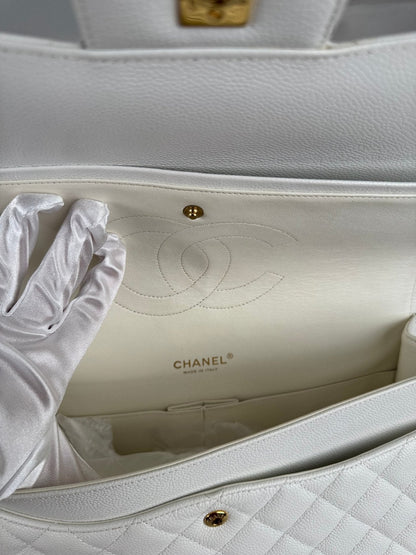 Chanel timeless flap Bag Caviar Leather Maxi size in white